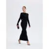 Black Open Back Maxi Dress - Back View Black open back maxi dress, back view with twisted waist detail, ousph.com