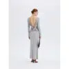 Gray Open Back Maxi Dress - Back View Gray open back maxi dress, back view with twisted waist detail, ousph.com