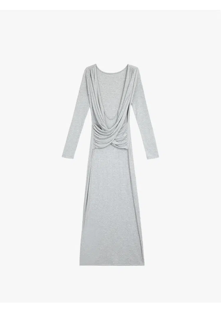 Twist back maxi dress flat lay back view open back twist knot design at Ousph