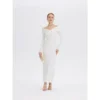 ousph white off shoulder twist long sleeve maxi dress front view