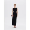 ousph black sleeveless cutout waist maxi dress front view