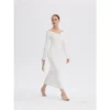 ousph white off shoulder maxi dress walking view