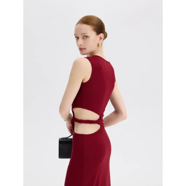 ousph burgundy cutout maxi dress back detail