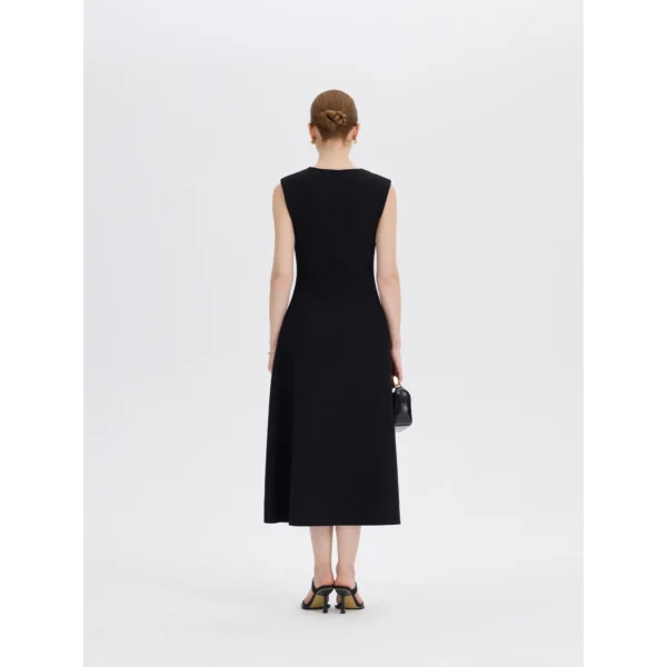 ousph Black Midi Dress Back ousph black midi dress back view