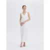 ousph white v-neck spaghetti strap jumpsuit front view