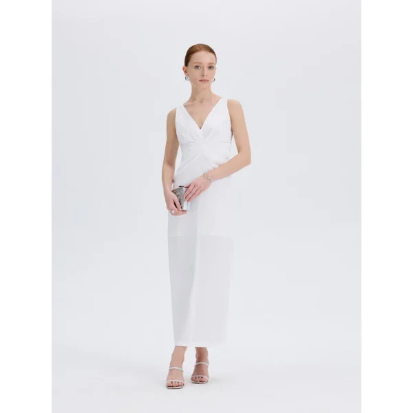 ousph white v-neck spaghetti strap jumpsuit front view
