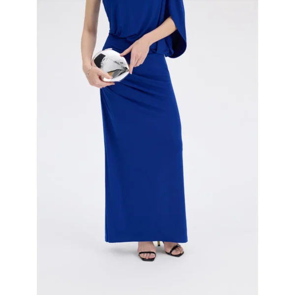 ousph royal blue one shoulder maxi dress ruched detail