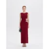 ousph burgundy sleeveless cutout waist maxi dress front view