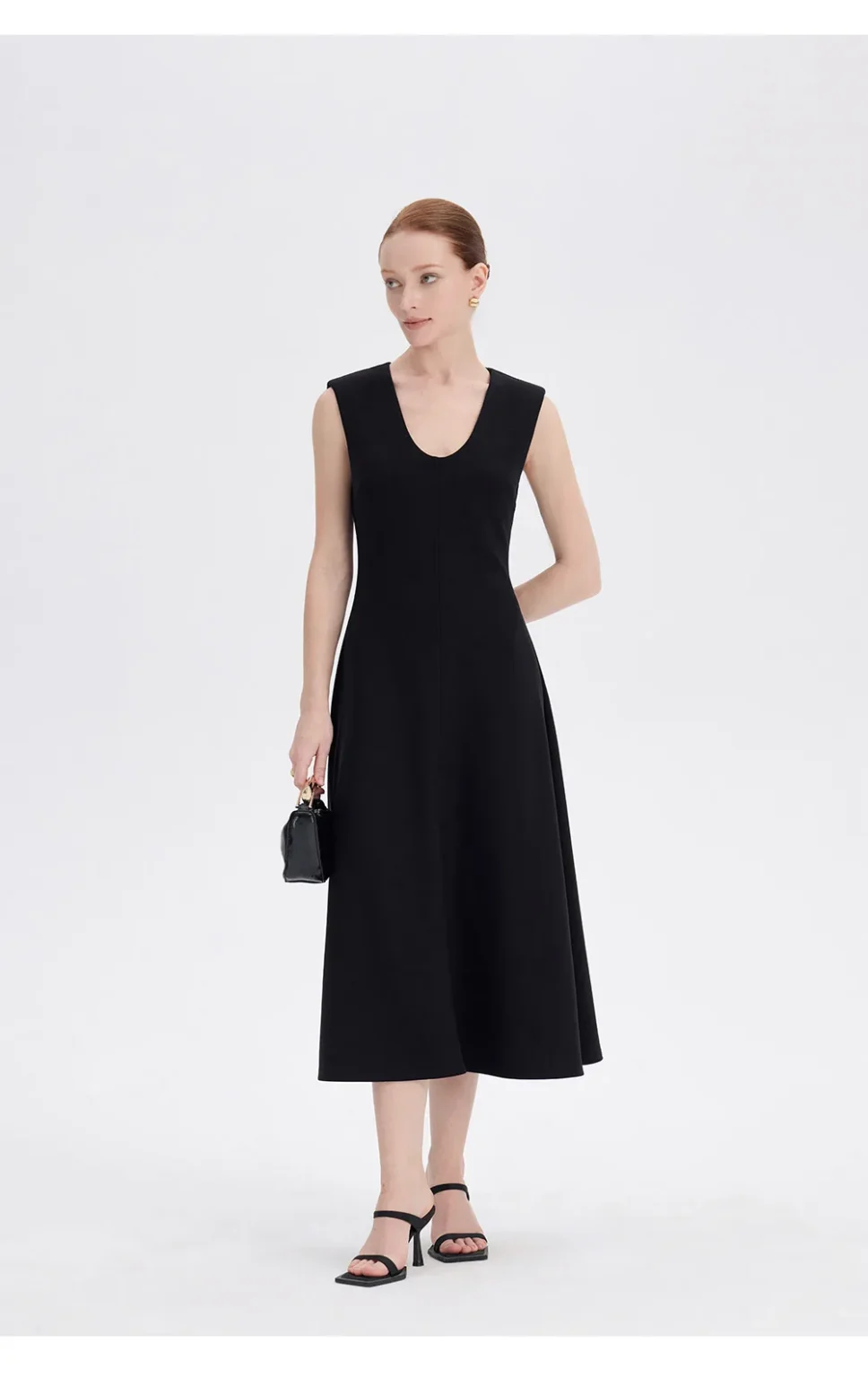 ousph black midi dress back view