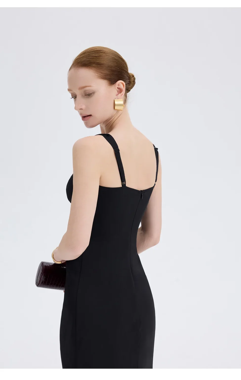 ousph black v-neck maxi dress back detail