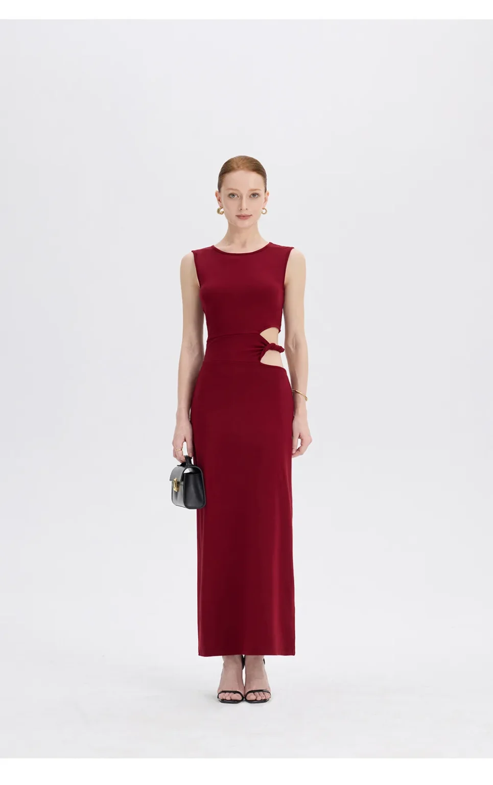 ousph burgundy cutout maxi dress back detail