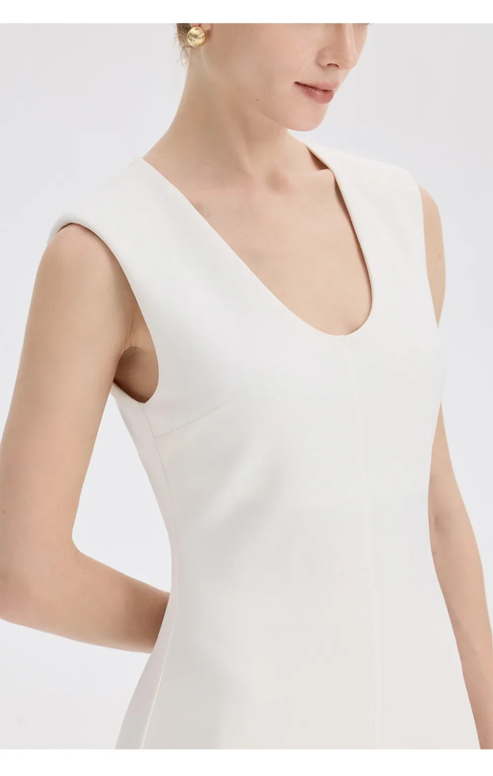 ousph white midi dress side front view