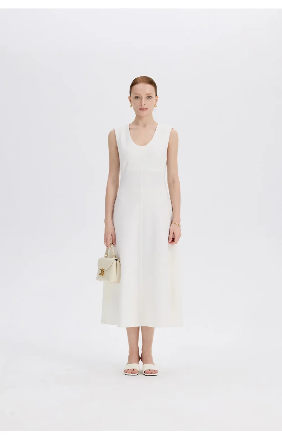 ousph black & white midi dress brand detail