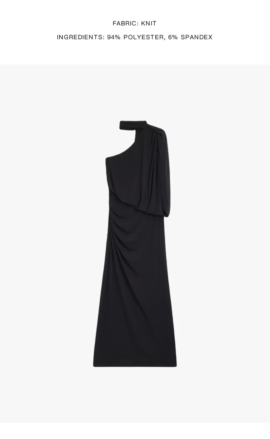 ousph black one shoulder maxi dress flat lay front