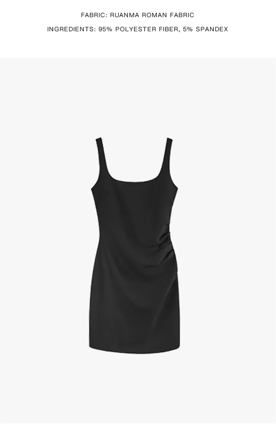 ousph black square neck bodycon dress flat lay front