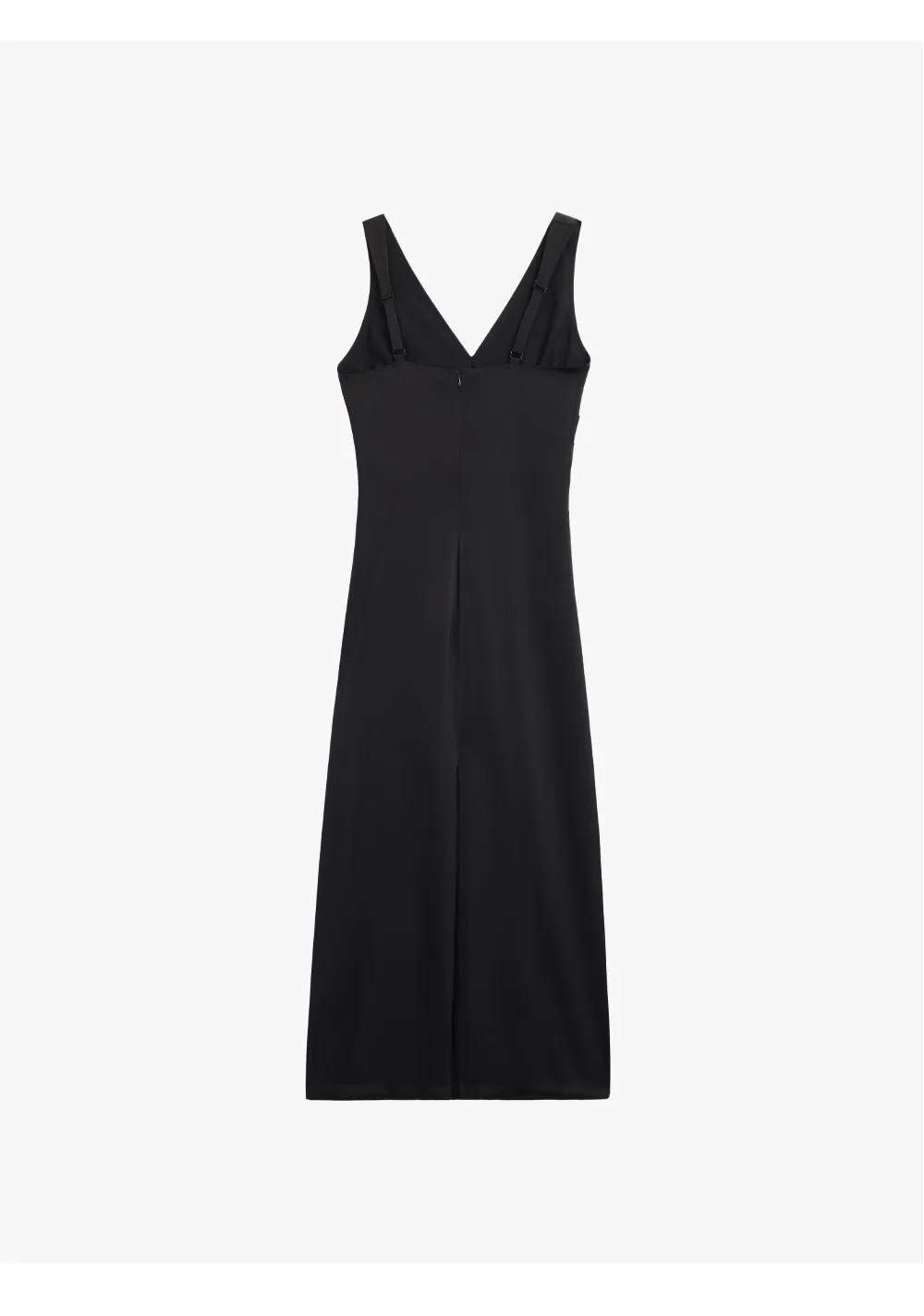 ousph black v-neck maxi dress flat lay back