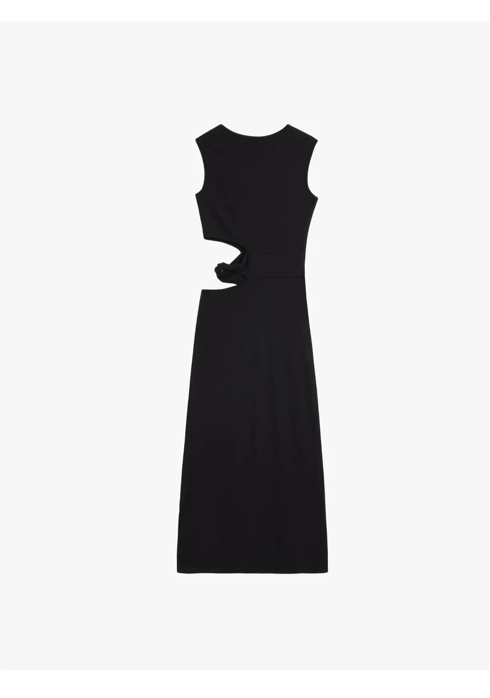 ousph black cutout maxi dress flat lay back