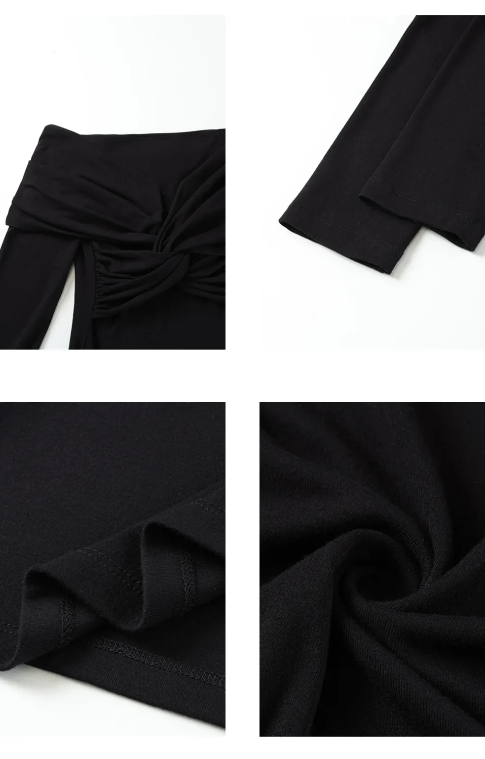 ousph black off shoulder maxi dress fabric detail