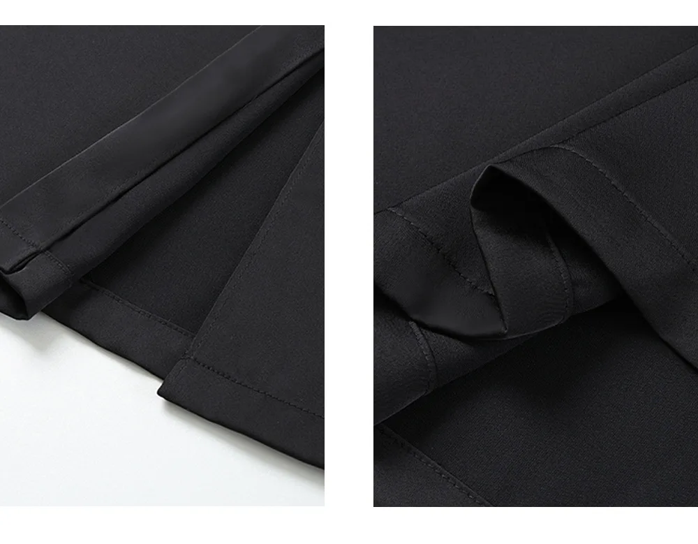 ousph black v-neck maxi dress slit detail