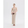 ousph nude u-neck sleeveless waisted maxi dress front view