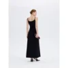 ousph Black Maxi Dress Back ousph black spaghetti strap scoop neck maxi dress back view