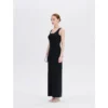 ousph black u-neck sleeveless waisted maxi dress side view