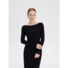 ousph Black Maxi Dress Closeup ousph black maxi dress front closeup