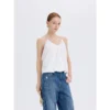 ousph White Camisole Top Side ousph white v-neck gathered spaghetti strap camisole top side view