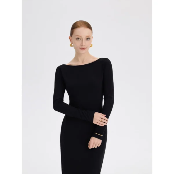 ousph Black Maxi Dress Closeup ousph black maxi dress front closeup