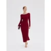 ousph Burgundy Maxi Dress Walking ousph burgundy maxi dress walking view