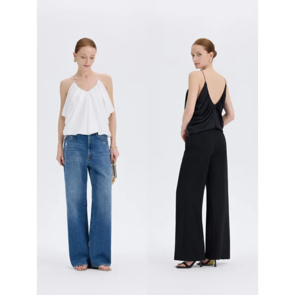 ousph Camisole Top Color Options ousph v-neck gathered camisole top white and black color options