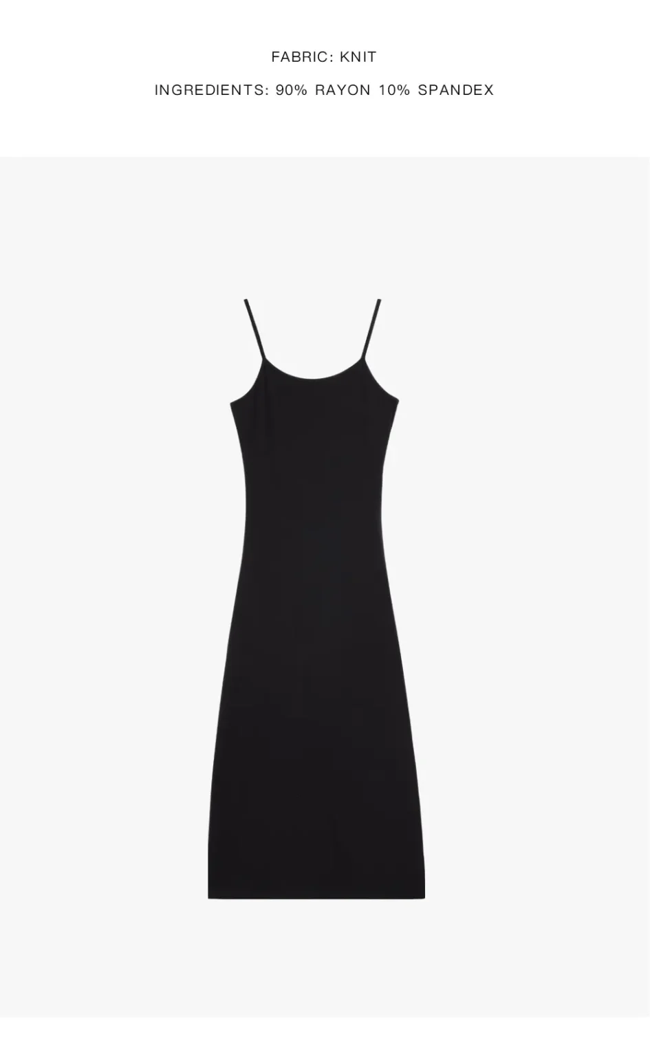 ousph black spaghetti strap maxi dress flat lay front view