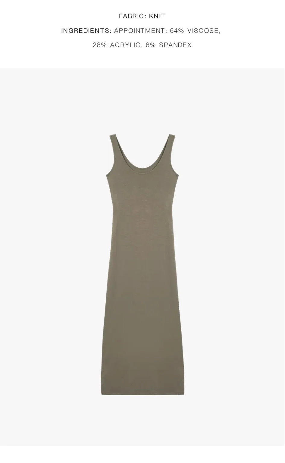ousph dusty olive u-neck sleeveless maxi dress flat lay front view
