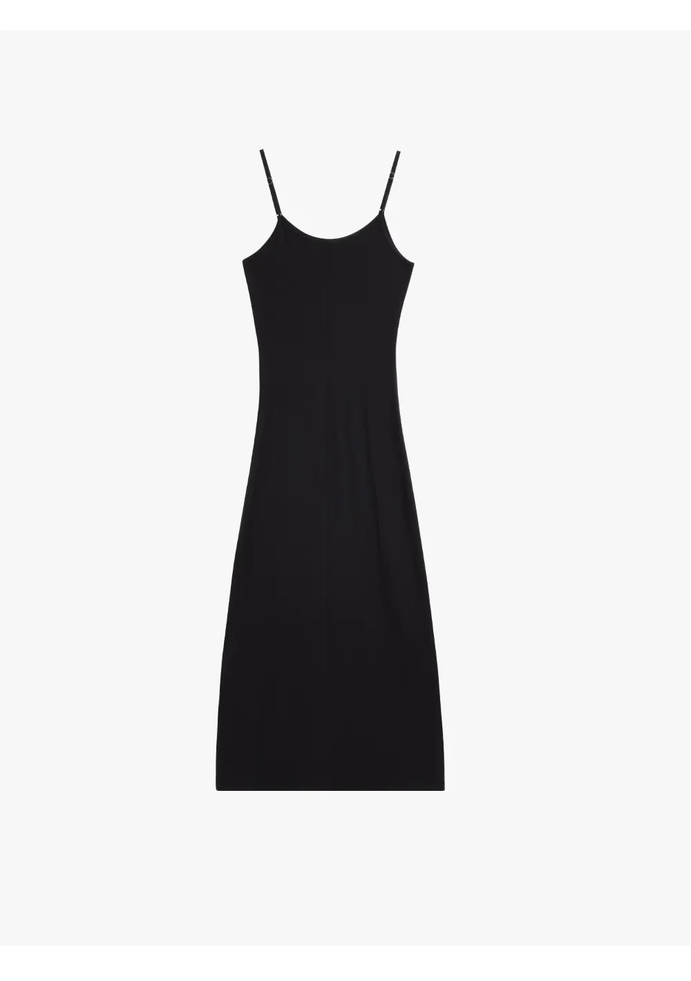 ousph black spaghetti strap maxi dress flat lay back view