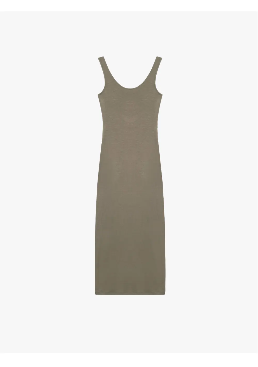 ousph dusty olive u-neck sleeveless maxi dress flat lay back view